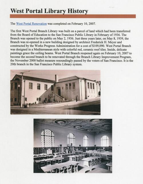 West Portal Branch Library History
