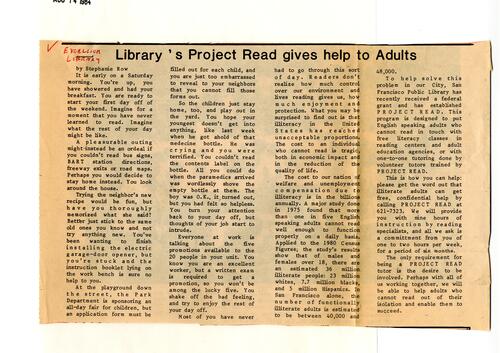 Library's Project Read gives help to Adults