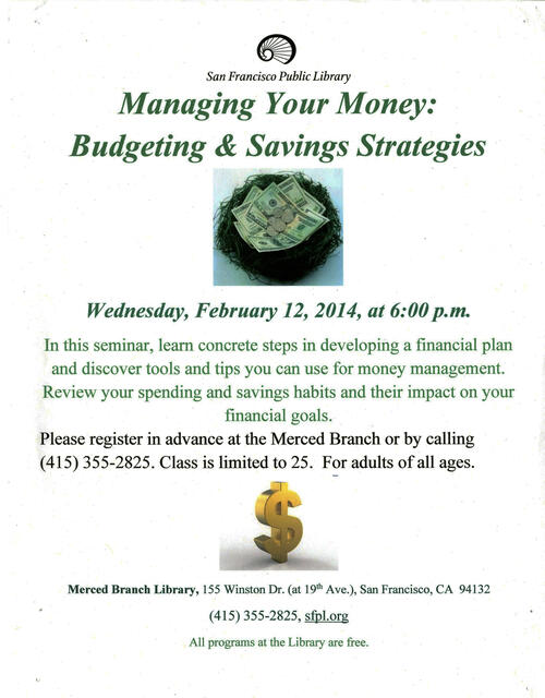 Managing Your Money, Budgeting & Savings Strategies flyer