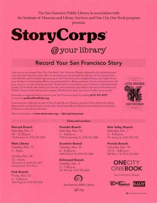 StoryCorps @ your library flyer