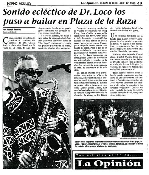Sonido Eclectico de Dr. Loco..., La Opinion, July 16 1995
