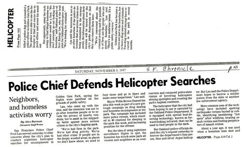 Police Chief Defends Helicopter..., SF Chronicle, Nov. 7 1997