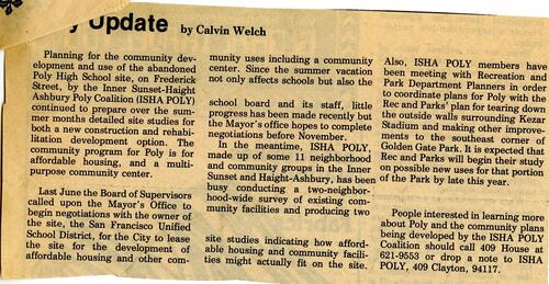 Poly Update, Haight-Ashbury Newspaper, n.d.
