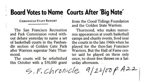 Board Votes to Name Courts...S.F. Chronicle, September 22 2000
