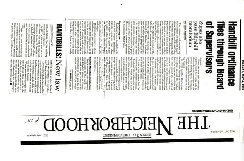 Handbill Ordinance Flies Through..., SF Independent, May 4 1999