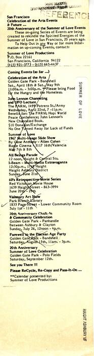 Celebration of Arts Events..., Summer of Love, 1988