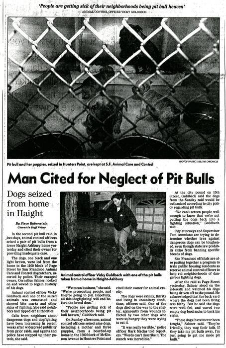 Man Cited for Neglect of Pit Bulls, SF Chronicle, n.d.