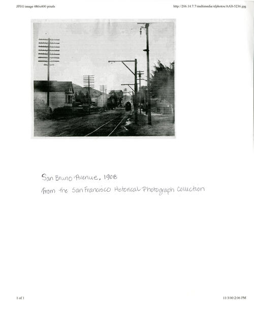San Bruno Avenue, 1908 photocopy