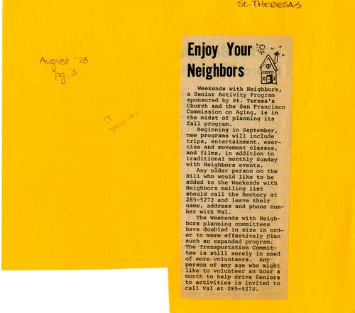 Enjoy Your Neighbors, August 1978