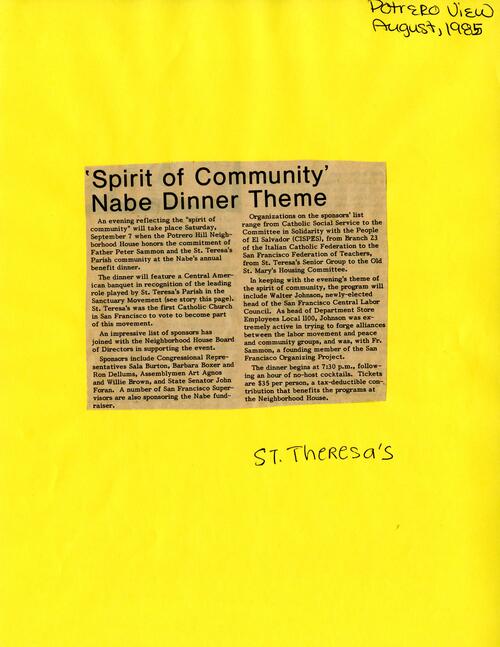 ''Spirit of Community'' Nabe Dinner..., Potrero View, August 1985