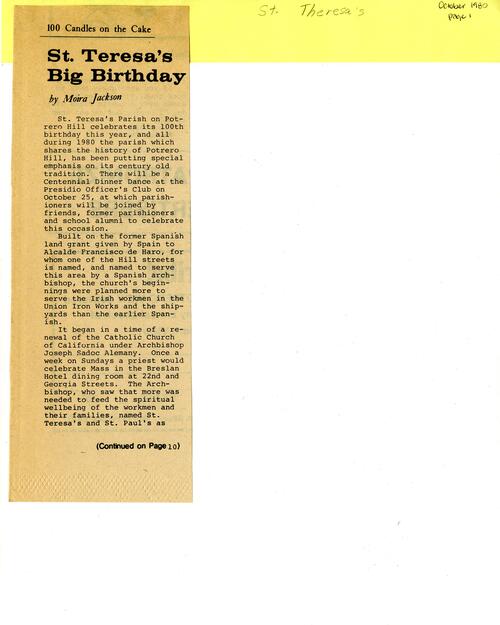 St. Teresa's Big Birthday, October 1980 (1 of 2)