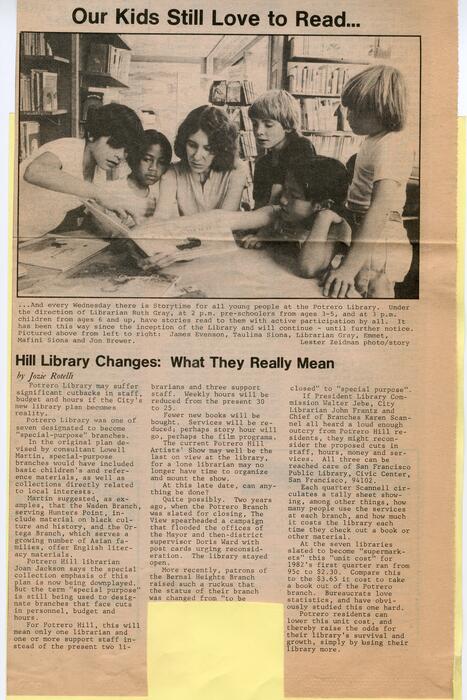 Our Kids Still Love to Read, Potrero View, May 1982, page 1