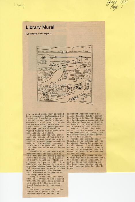 Library Mural, Potrero View, June 1981, Page 1