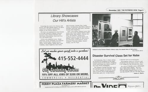 Library Showcases Our Hill's Artists, Potrero View, November 1993