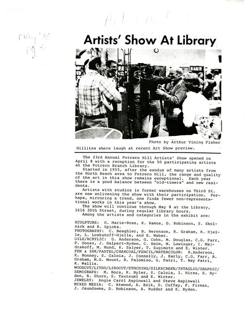 Artist's Show At Library, Potrero Hill Neighborhood Tours, May 1978