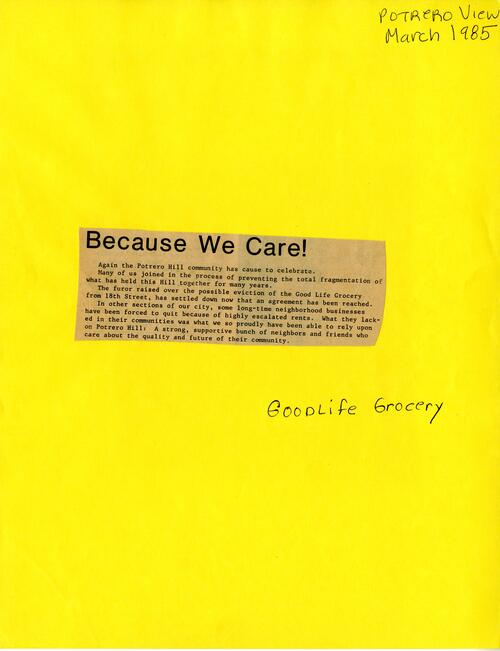 Because We Care, Potrero View, March 1985