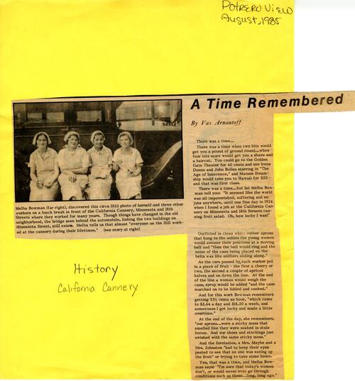 A Time Remembered, Potrero View, Aug. 1985