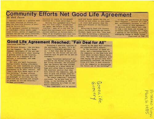 Community Efforts Net Good..., Potrero View, March 1985