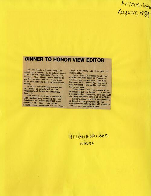 Dinner to Honor View Editor