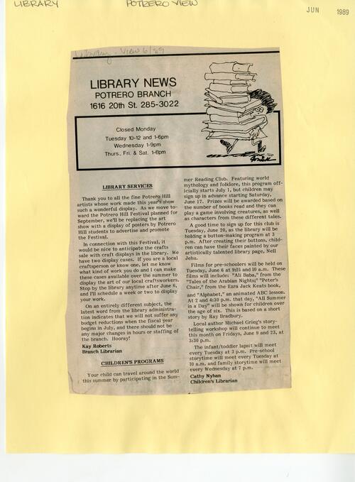 Library News from Potrero View June 1989