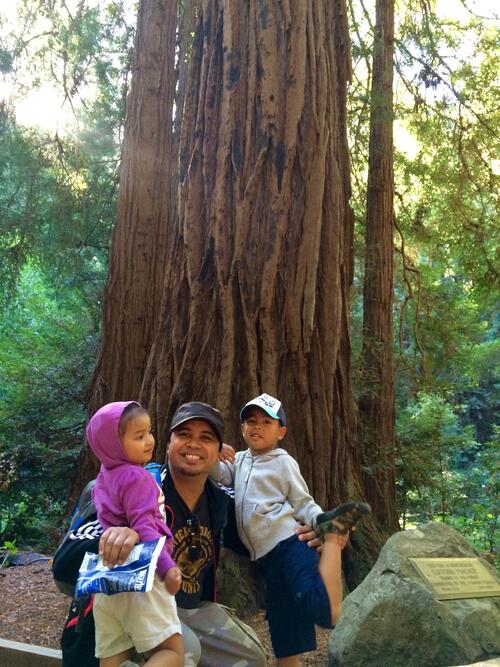 [Jesela, Jesch and Keanae on first family trip and hike to Muir Woods]