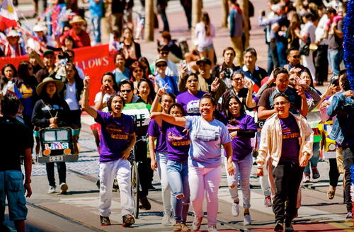 [Filipino American community members Marching on Market Street]