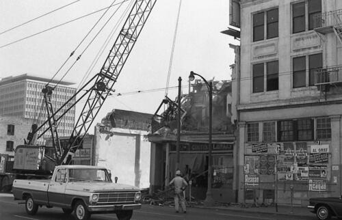 [Building that housed South Center Library being demolished as part of South of Market Redevelopment, 700 block of Howard]