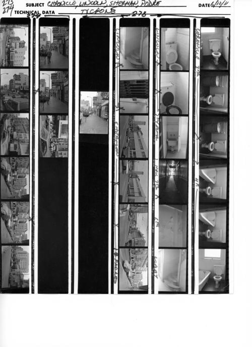 [Contact sheet of a film roll documenting Lincoln Hotel, Chronicle Hotel,