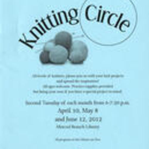 Knitting Circle April, May, June 2012 flyer