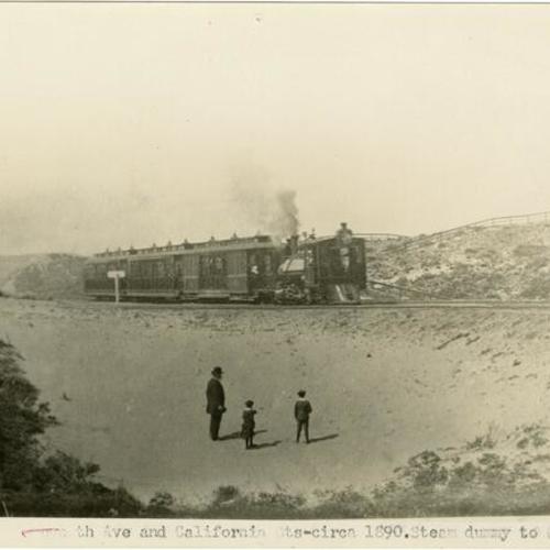 Seventh Ave and California Sts-circa 1890. Steam dummy to Cliff House