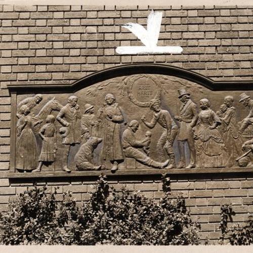 [Bret Harte bronze plaque on Post street wall of the Bohemian Club]
