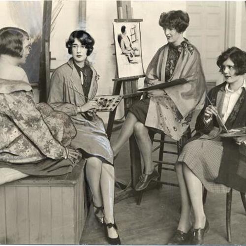 [Four women at the California School of Fine Arts]