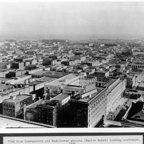 View from Leavenworth and McAllister streets (Empire Hotel) looking southeast.  1935