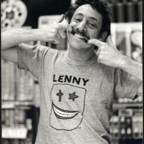[Harvey Milk in "Lenny" t-shirt]