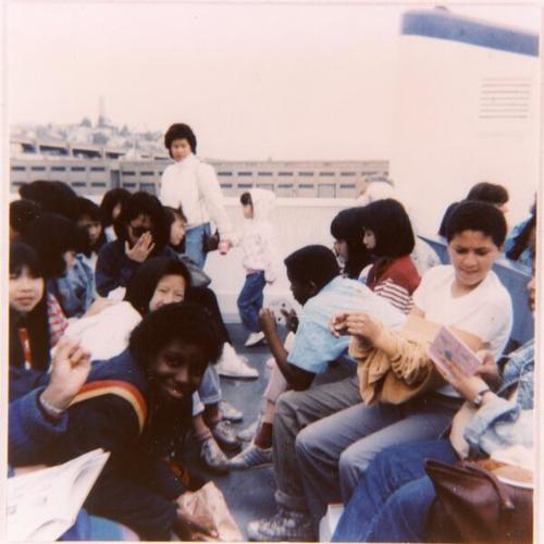 [Benjamin Franklin Middle School Field Trip on ferry to Sausalito in 1987]