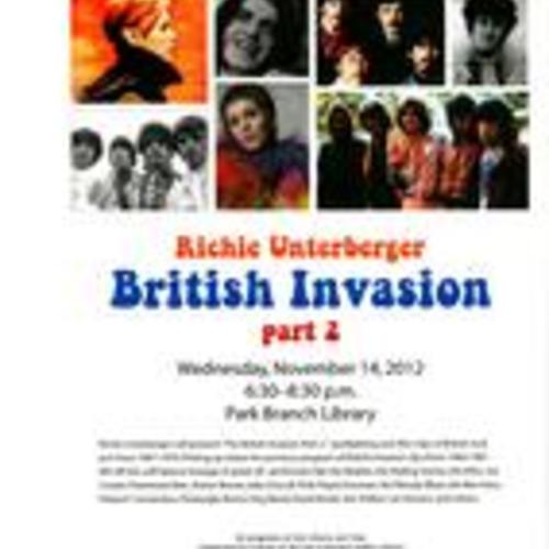 Richie Unterberger British Invasion Part 2, November 14 2012, Park Branch, Poster