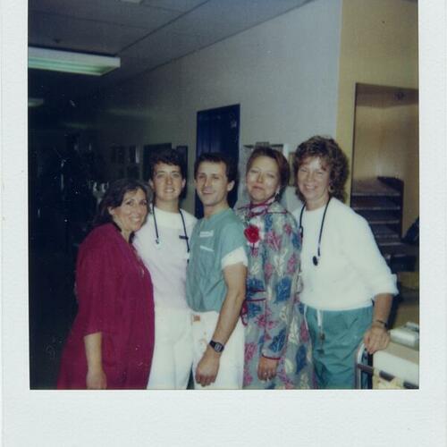 [Mary McGee, second from left, and other medical staff in San Francisco General Hospital AIDS Ward]