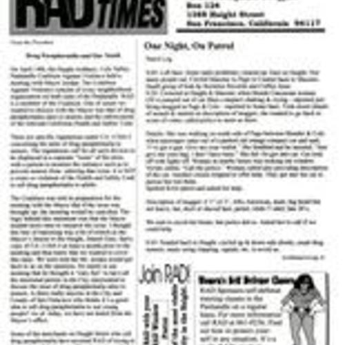 RADical Times, Residents Against Druggies, Newsletter, July 1 1995, 1 of 4