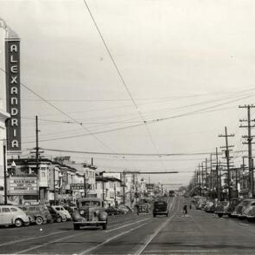 [View of Geary Boulevard looking east from 18th Avenue]