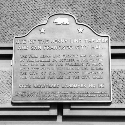 [Plaque on the site of the Jenny Lind Theater]