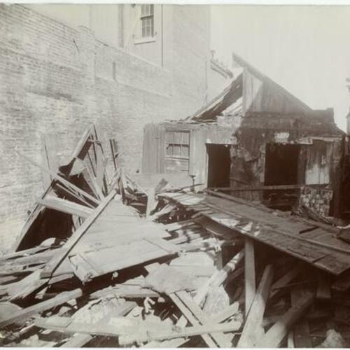 052 Demolition of wooden buildings in progress in Chinatown