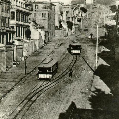 [Cable Cars on Greenwich Street at Telegraph Hill]