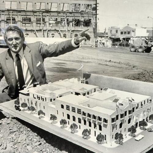 [Leonard Martin with model of the Cannery]