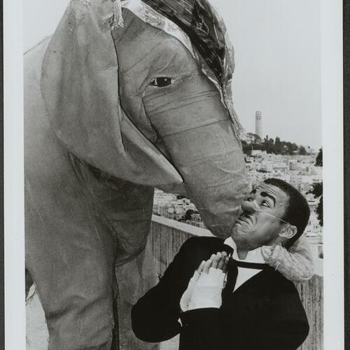 Circus clown Derique McGee and elephant from Make-A-Circus