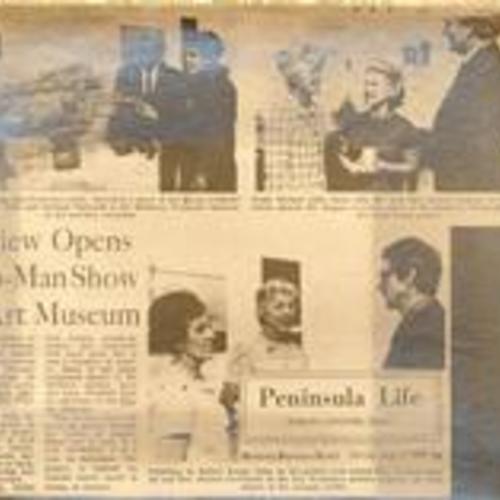 "Preview Opens Two-Man Show At Art Museum." Monterey Peninsula Herald, August 11, 1969