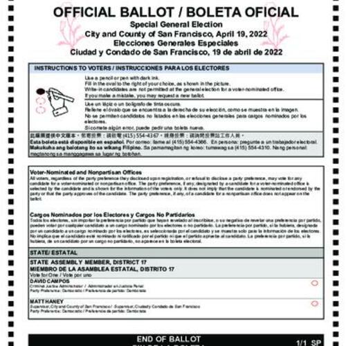 2022-04-19, San Francisco Election Ballots