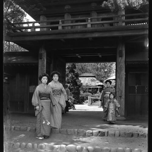 Japanese Tea Garden with people standing at front gate