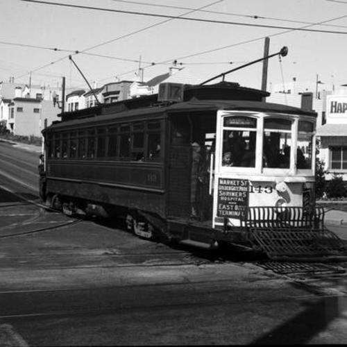 [20th Avenue and Taraval streets looking north at southbound #17 car 143,