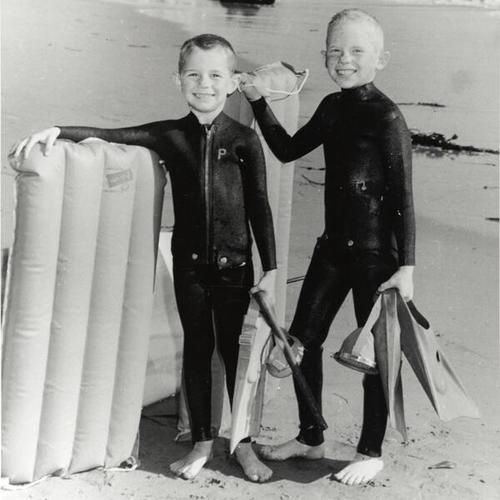 [Jack O'Neill's sons, Pat and Mike, at Ocean Beach]