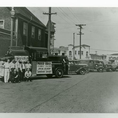 [Tell House and Mohr Brothers Sausage truck at intersection of Sickles, San Jose and Sagamore]